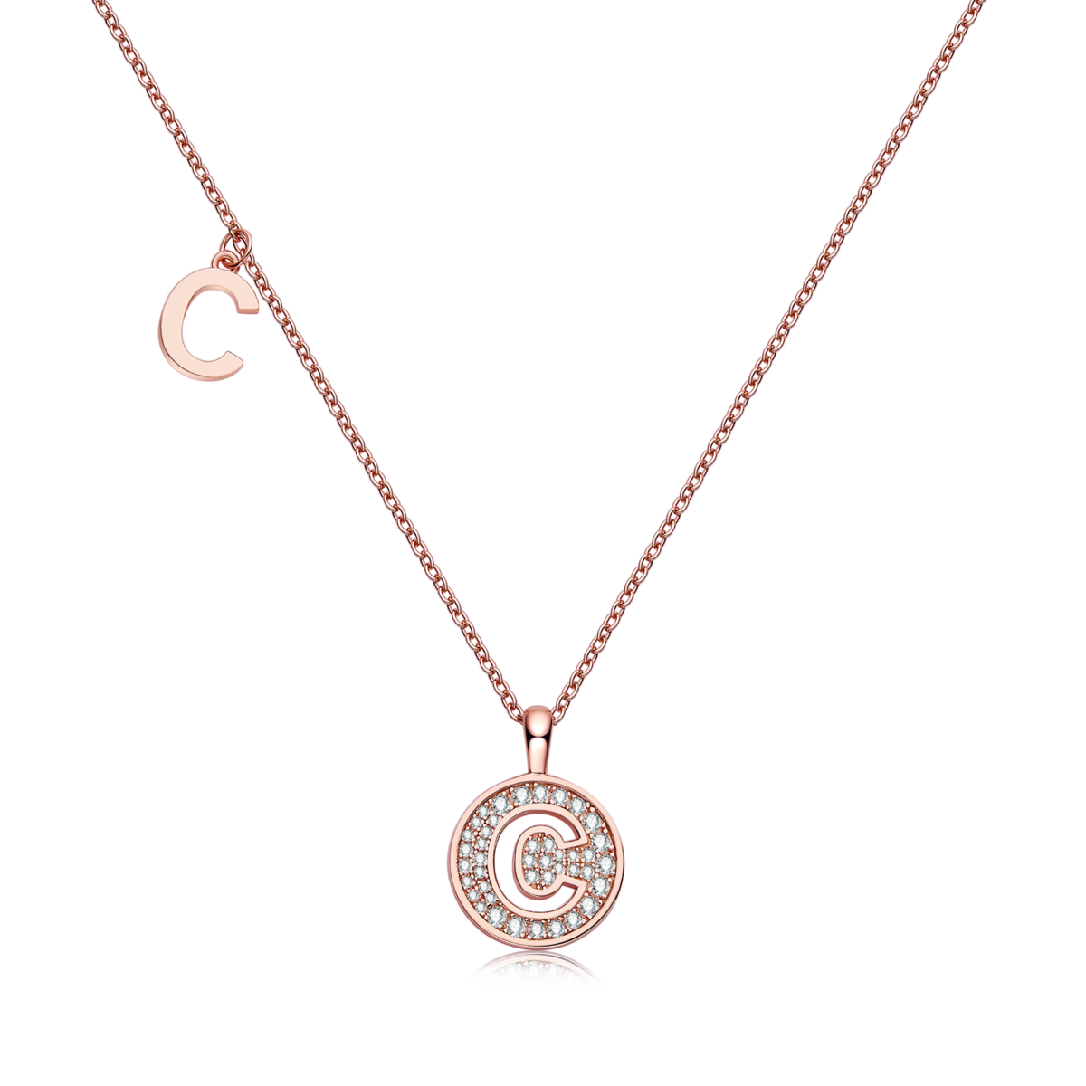 C pendant S925 silver plated rose gold Moissanite light luxury letter necklace